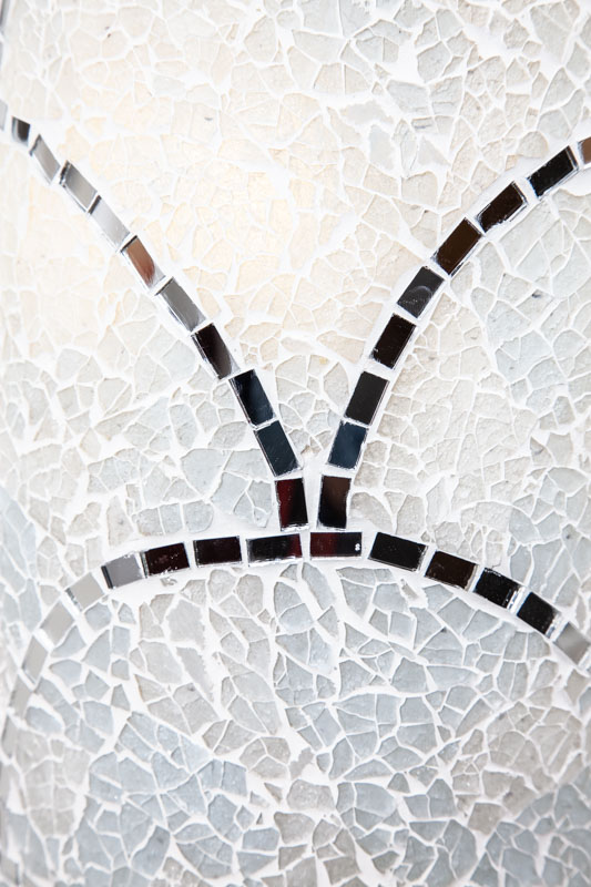 Mosaiklampe Apollo weiss/türkis/silberfarben 65 cm