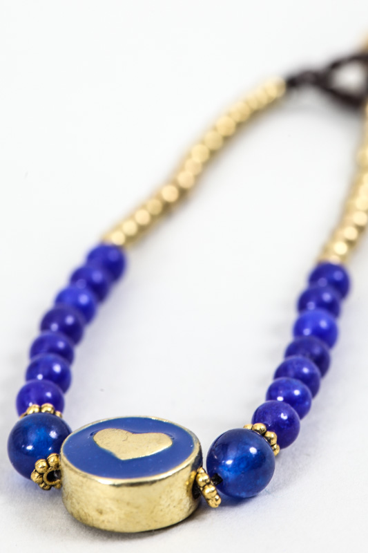 Armband Lapis Lazuli blau Herz rund