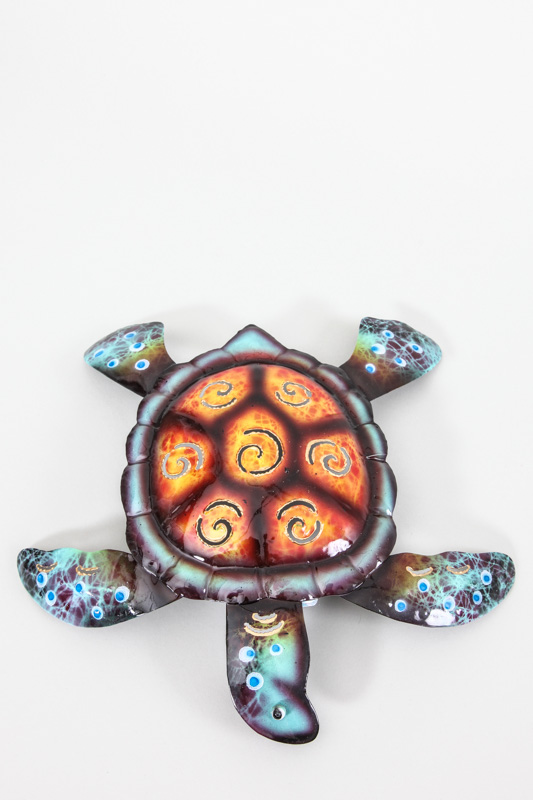 Wanddeko Metallschildkröte orange/multicolor 30 cm