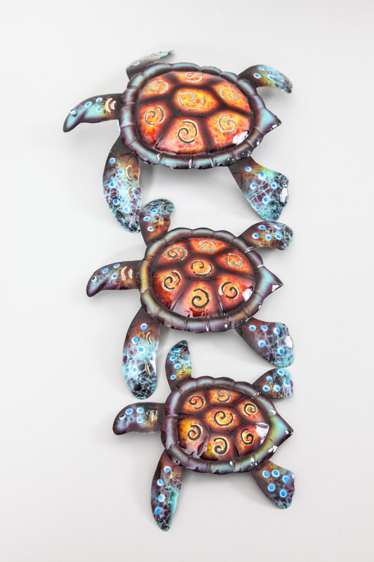 Wanddeko Metallschildkröte orange/multicolor 30 cm
