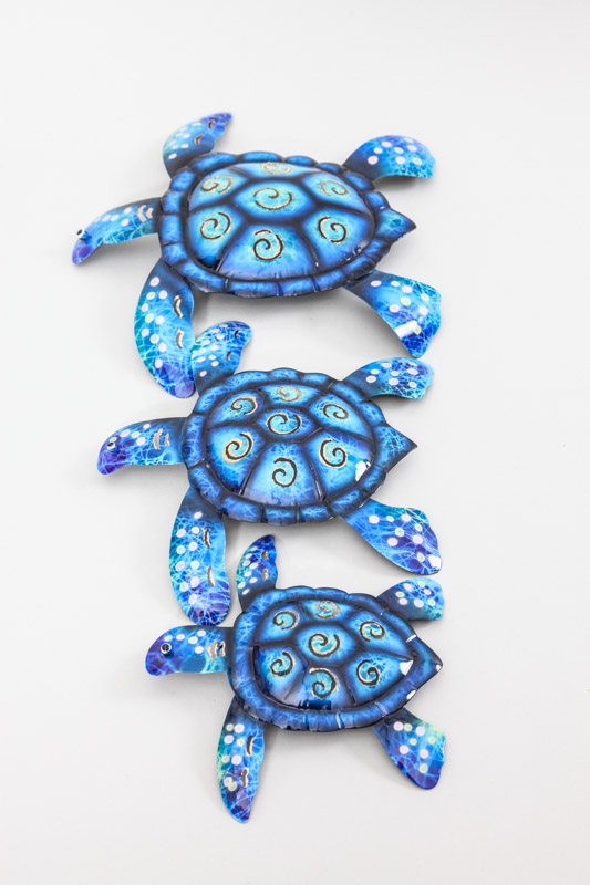 Wanddeko Metallschildkröte blau/multicolor 30 cm