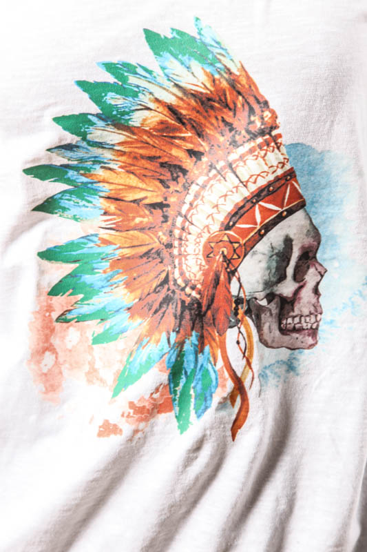 T-Shirt Baumwolle "Indianer Kopfschmuck" weiss - One Size