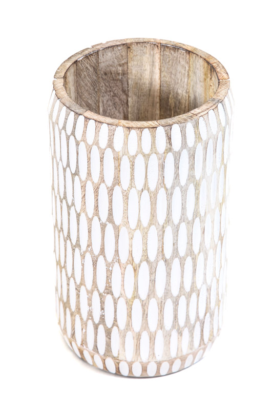 Vase "NARIOX" Holz geschnitzt 15 x 25.5 cm
