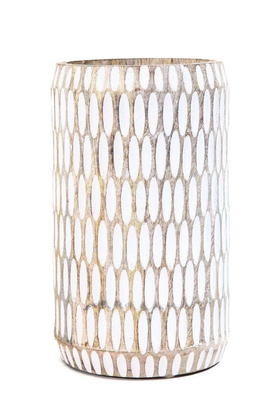 Vase "NARIOX" Holz geschnitzt 15 x 25.5 cm