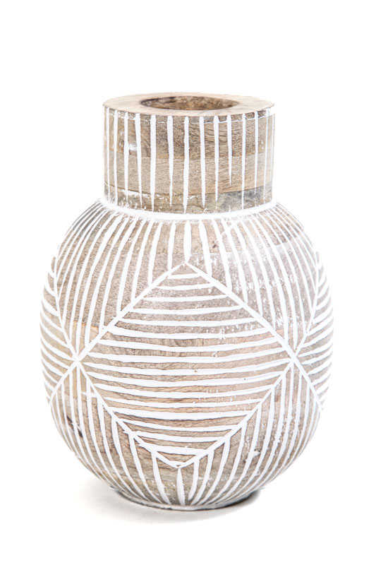 Vase Holz geschnitzt 14 x 20 cm