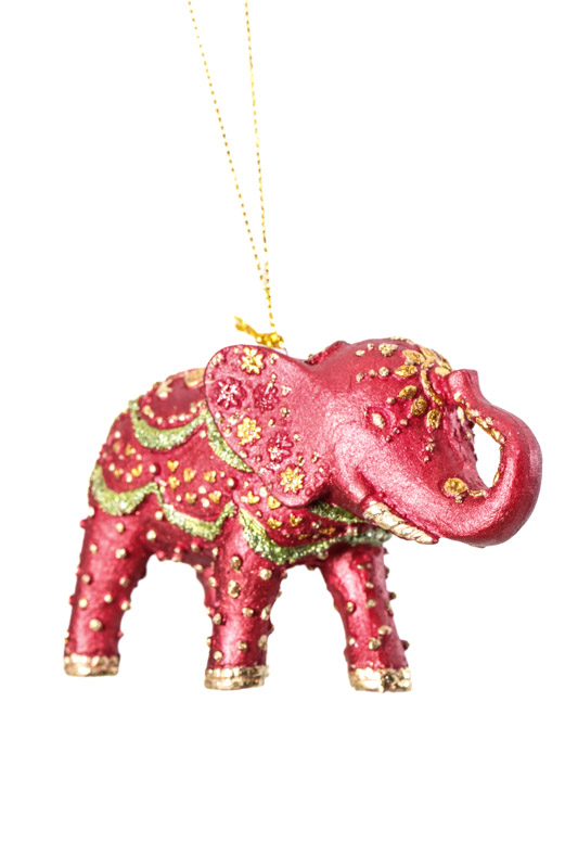 Hänger Elephant "Bodhi" rot mit Ornamenten