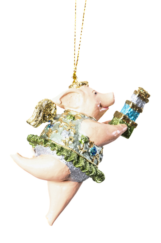 Hänger Schweinchen "Prima Ballerina silver" mit Geschenken und Engelsflügeln