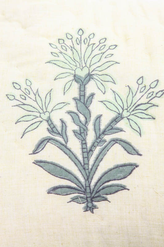 Bettüberwurf / Steppdecke Baumwolle Blume hellgelb/grau 225 x 275 cm