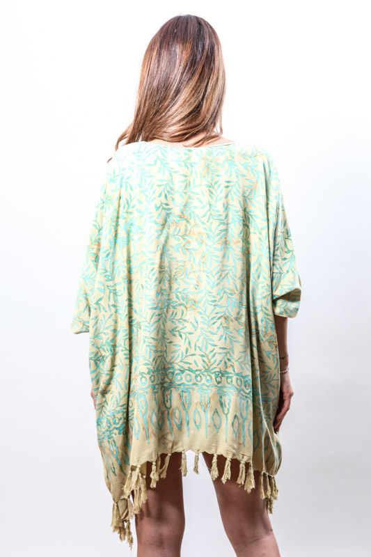 Poncho Bali Batik gelb/grün - One Size
