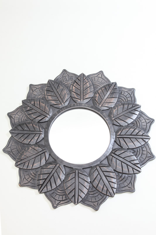 Spiegel Blume antik schwarz 60 cm