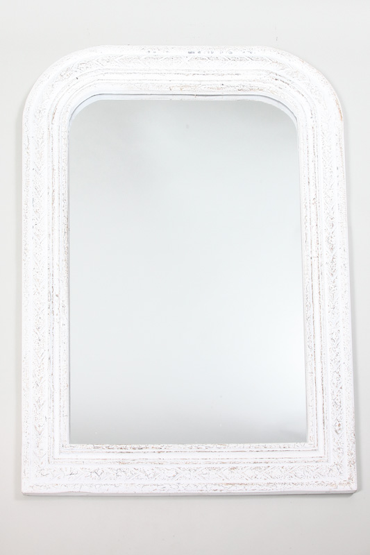 Spiegel halbrund weiss antik 80 x 120 cm