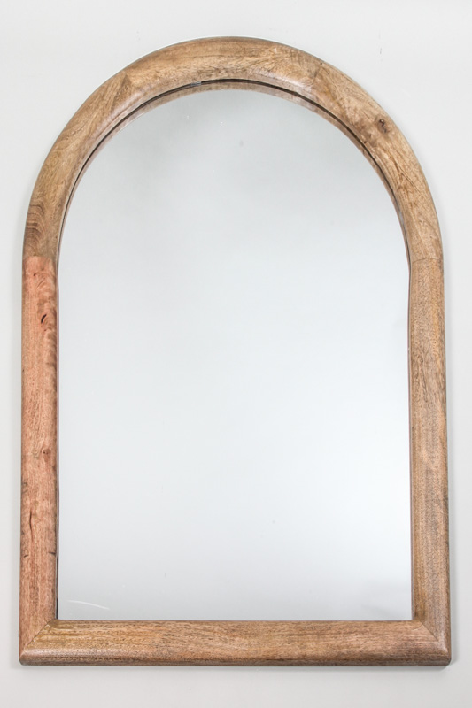 Spiegel Mangoholz halbrund natur 90 x 120 cm