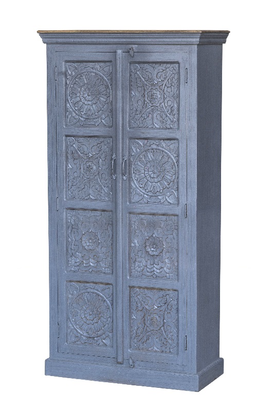 Schrank Mangoholz 2 Türen mit ALMIRAH Schnitzerei 90 x 40 x 180 cm
