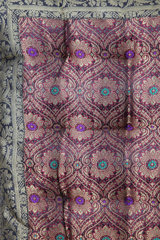 Yogakissen Sari-Stoff schwarz 60 x 60 cm