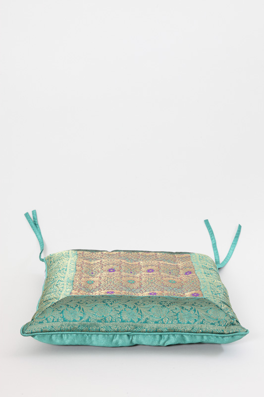 Sitzkissen Sari-Stoff grün 40 x 40 cm