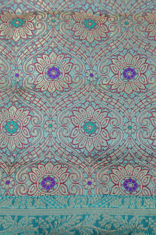 Sitzkissen Sari-Stoff grün 40 x 40 cm