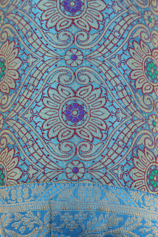 Nackenrolle/Bolster Sari-Stoff royal blau