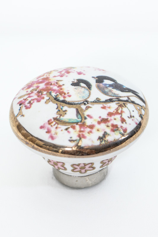 Türknopf Keramik mit Vögeln