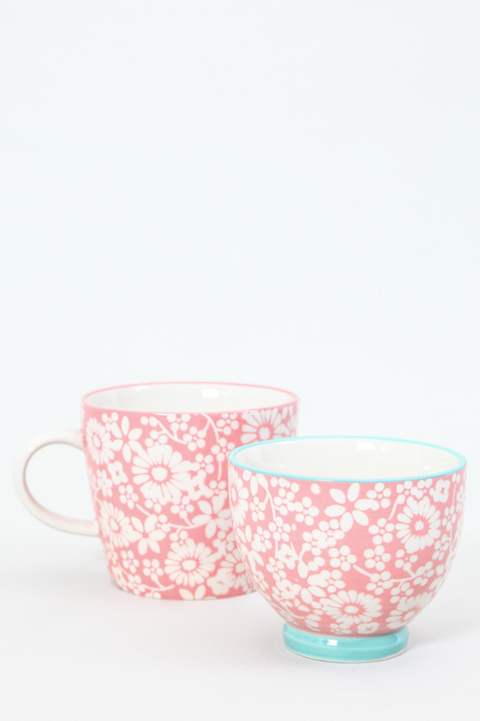 Tasse Keramik Blumen pink
