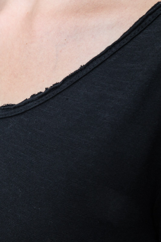 T-Shirt Baumwolle langarm schwarz - One Size