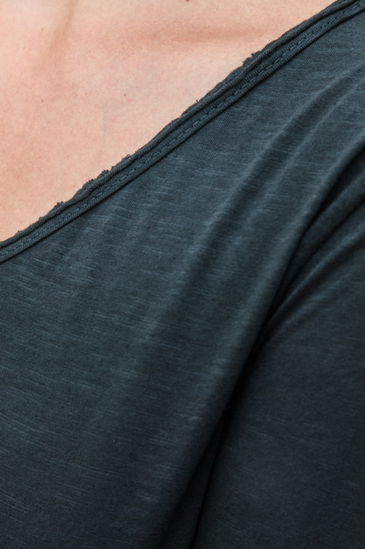T-Shirt Baumwolle langarm anthrazit - One Size