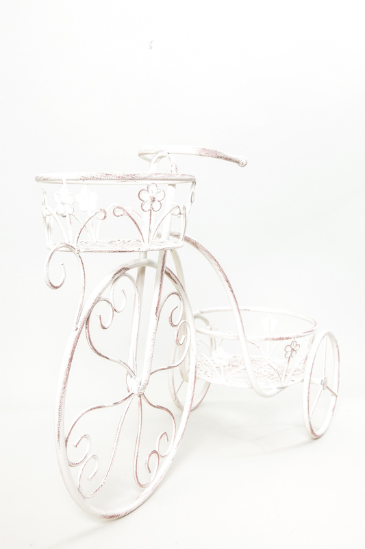 Blumengestell Fahrrad antik weiss