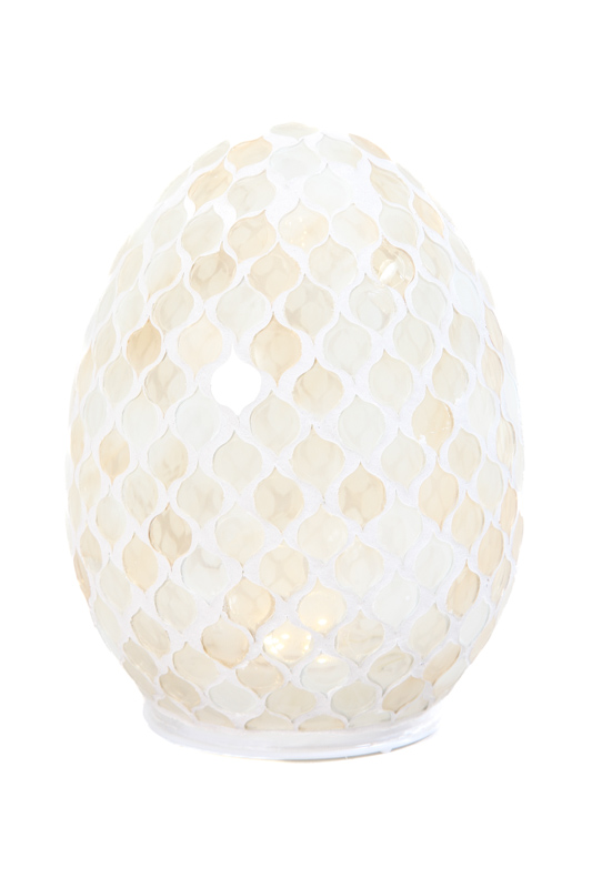 LED Lampe oval weiss/crème 12x15 cm