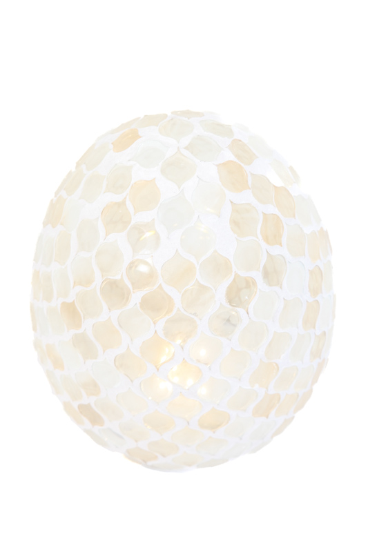 LED Lampe oval weiss/crème 12x15 cm