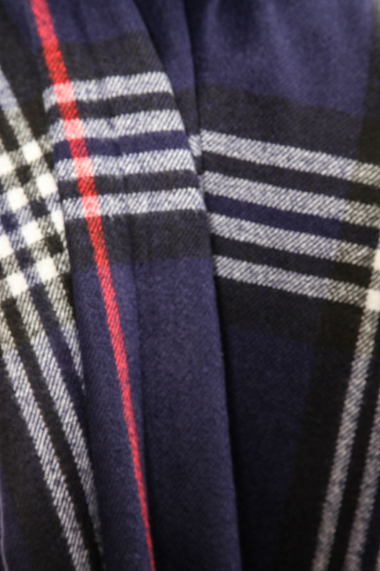 Schal Wolle/Viskose Streifen royalblau/schwarz/rot/grau