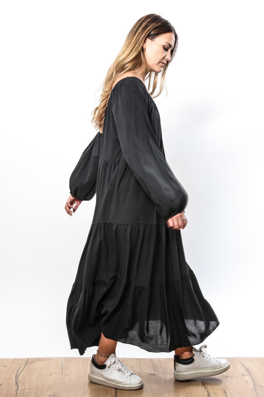 Kleid Viskose lang schwarz - One Size