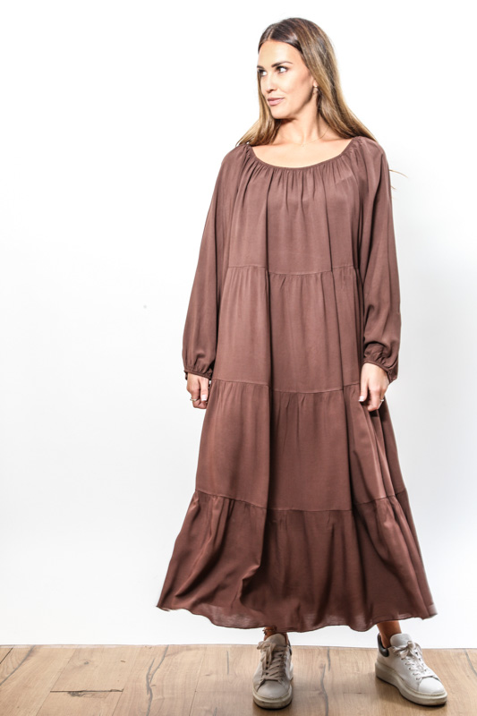 Kleid Viskose lang dunkelbraun - One Size