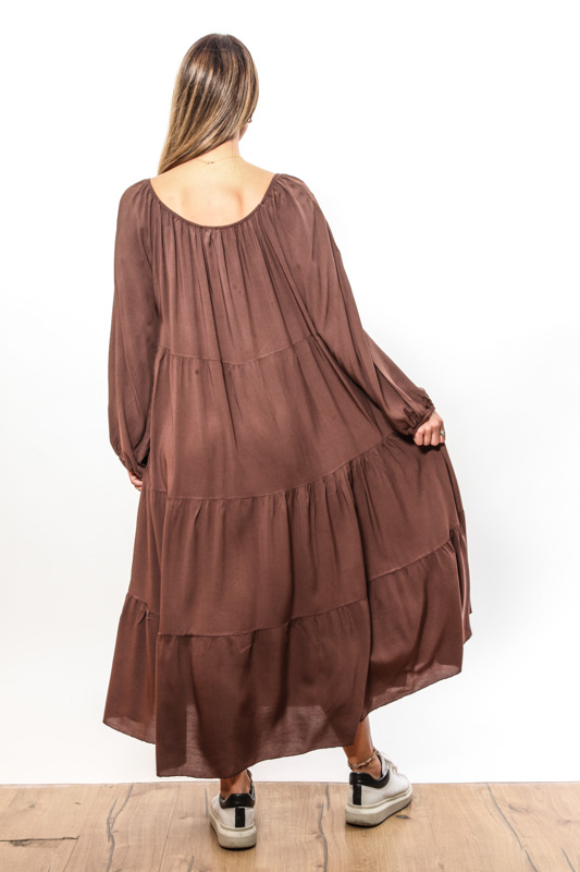 Kleid Viskose lang dunkelbraun - One Size