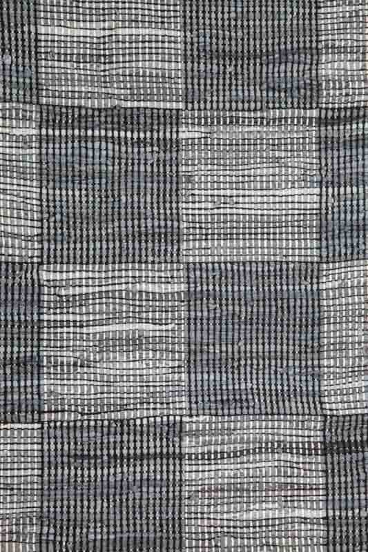 Teppich Leder/Baumwolle grau/schwarz 60x90 cm