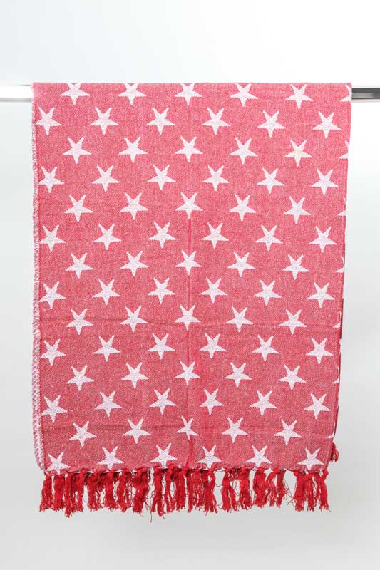 Decke Baumwolle Sterne rot/weiss 125 x 150 cm
