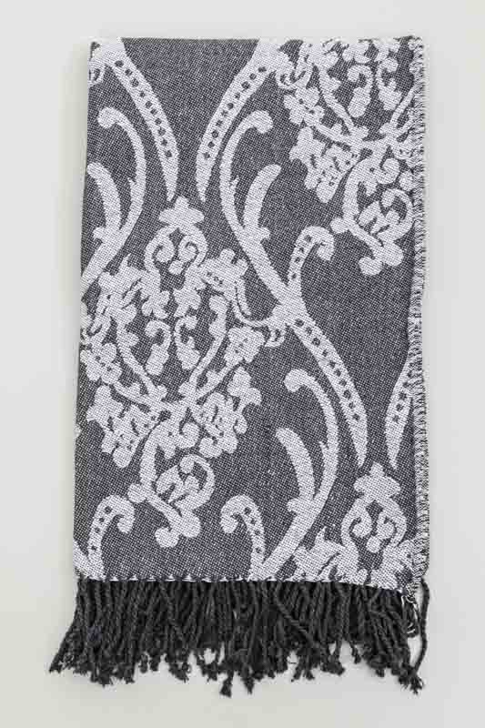 Decke Baumwolle gemustert schwarz 125 x 150 cm