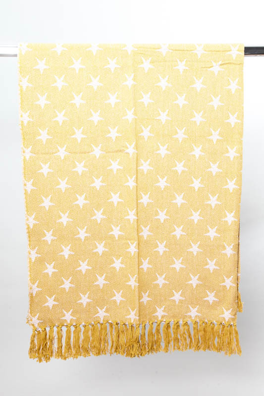 Decke Baumwolle Sterne senffarben/weiss 125 x 150 cm