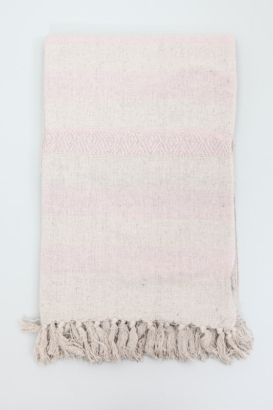 Decke Baumwolle gestreift natur 125 x 150 cm