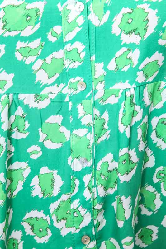 Kleid kurz grün gemustert - One Size