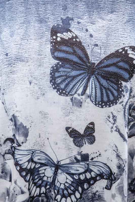 Top langarm Viskose Schmetterling blau - One Size