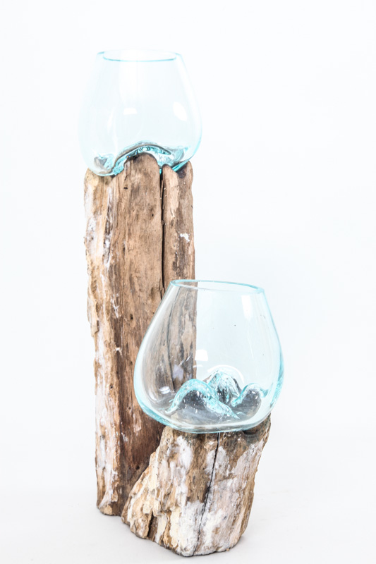 Deko Glas auf Holz 30 cm