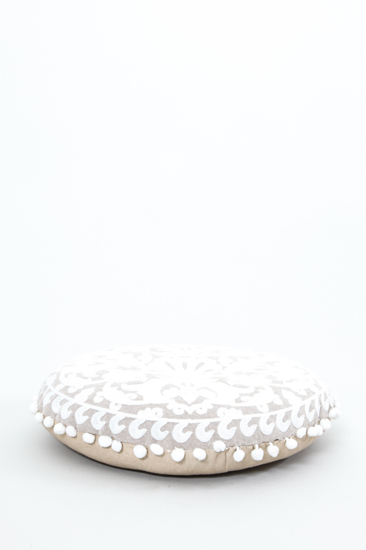 Kissen rund crème gemustert 40 x 40 cm