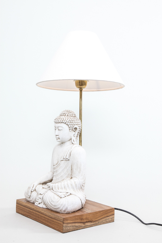 Lampe Buddha weiss antik 30 cm