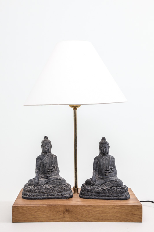 Lampe 2 Buddha grau 20 cm