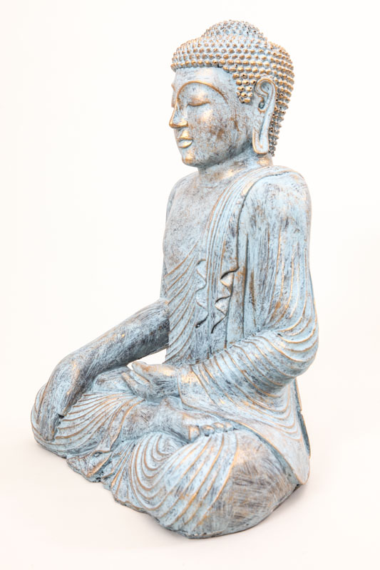 Buddha Lotussitz türkis/goldfarben 45 cm