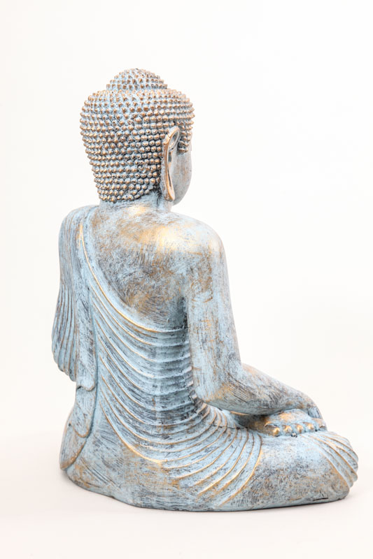 Buddha Lotussitz türkis/goldfarben 45 cm