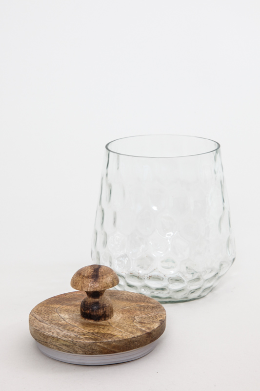 Glasdose rund Holzdeckel 16x12 cm
