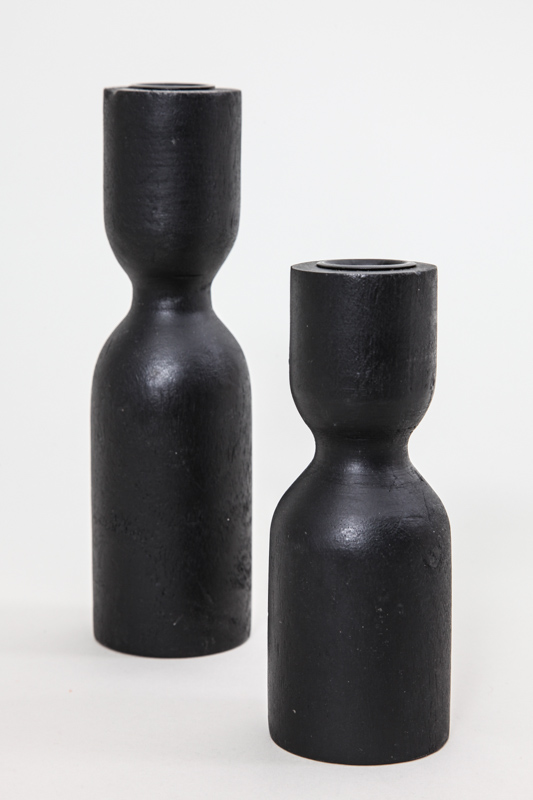 Kerzenständer Holz schwarz 15x6 cm