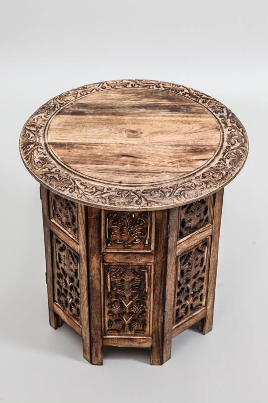 Tisch Jali rund Mangoholz dunkel 45x45x45 cm