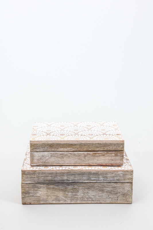 Box Mangoholz Pfauenfeder white washed 25x18 cm
