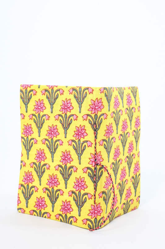Notizbuch handgemacht Blumen gelb/rosa/grün